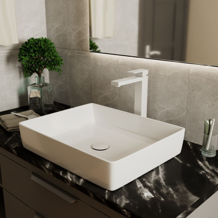 Смеситель для раковины D&K Bayern.Liszt DA1512008 высокий матовый белый