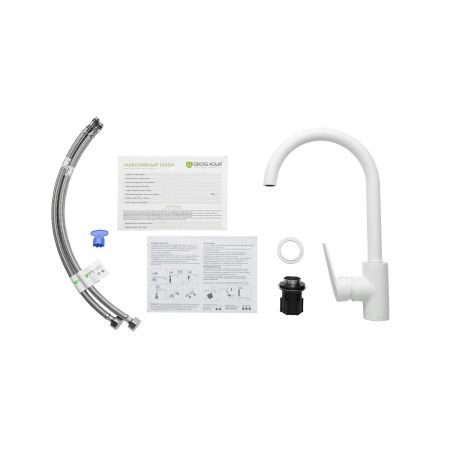 Смеситель для кухни GROSS AQUA 3242285MW-B02 Dyno Matt White с высоким изливом