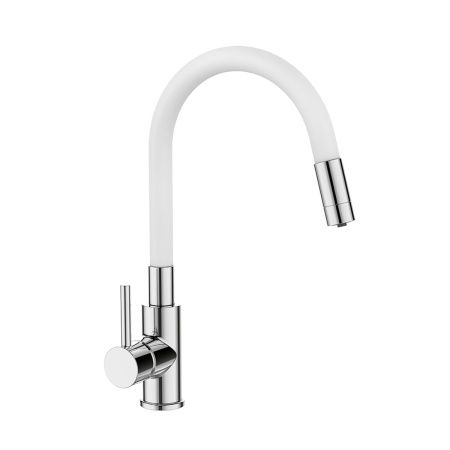 Смеситель для кухни GROSS AQUA 3245609W ColorFlexPlus с гибким изливом белый, с подключением к фильтру питьевой воды