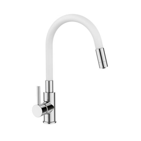 Смеситель для кухни GROSS AQUA 3245609W ColorFlexPlus с гибким изливом белый, с подключением к фильтру питьевой воды
