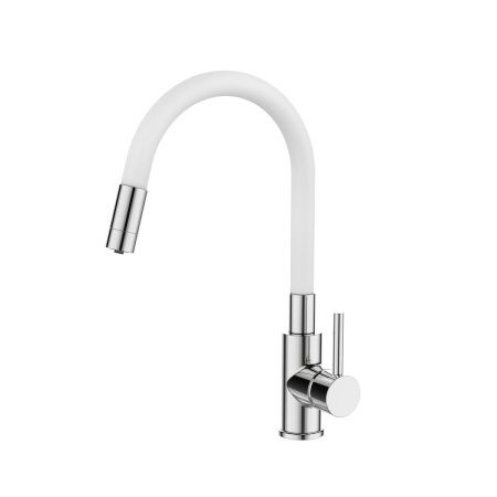 Смеситель для кухни GROSS AQUA 3245609W ColorFlexPlus с гибким изливом белый, с подключением к фильтру питьевой воды