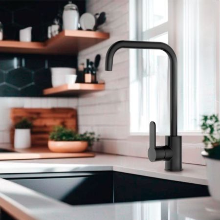Смеситель для кухни GROSS AQUA 3208298MB Ecochrome ABS-пластик, черный высокий излив