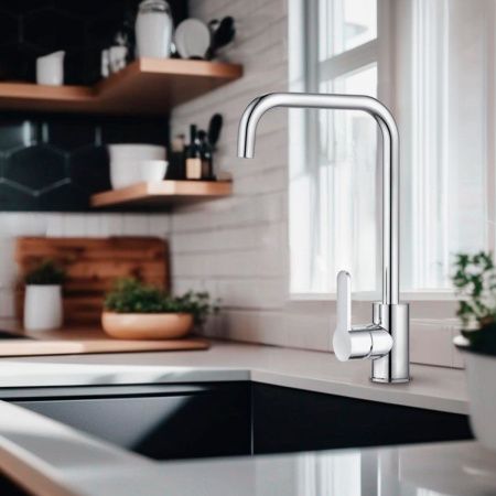 Смеситель для кухни GROSS AQUA 3208298C Ecochrome ABS-пластик, высокий излив