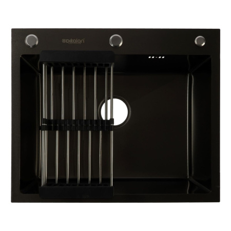 Мойка для кухни врезная Dikalan KN605008 графит из нержавеющей стали, 60*50 см с сифоном, каландером, дозатором