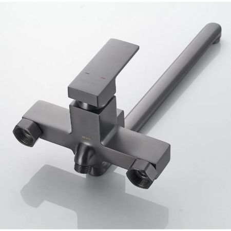 Смеситель для ванны Shevanik S9622T с изливом 35 см, оружейная сталь