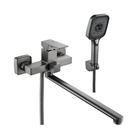 Смеситель для ванны Shevanik S9622T с изливом 35 см, оружейная сталь