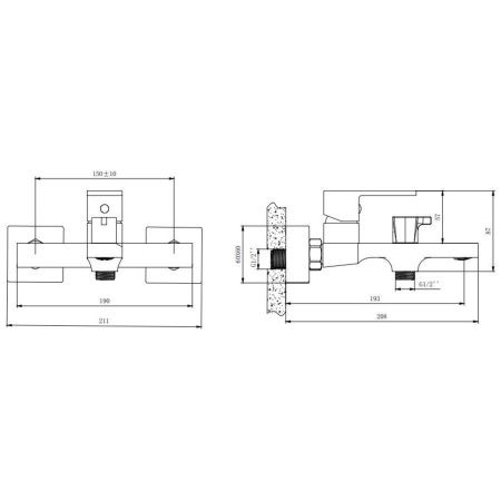Смеситель для ванны Knotlor Stable KN-22  коротким изливом, хром