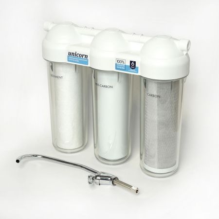 Система фильтрации под мойку Unicorn LG-FPS 3 трехступенчатая (прозрачный корпус)