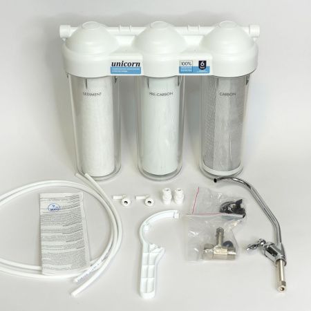 Система фильтрации под мойку Unicorn LG-FPS 3 трехступенчатая (прозрачный корпус)