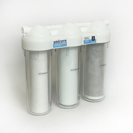 Система фильтрации под мойку Unicorn  LG - FPS 3 ST (Умягчение) трехступенчатая (прозрачный корпус)