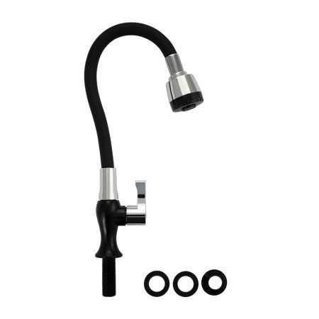 Кран для кухни BRIMIX 6632 черный с двухрежимным аэратором, пластик