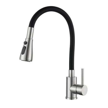 Смеситель для кухни GROSS AQUA 3241609SSB Neosteel черный гибкий излив