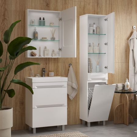Пенал для ванны напольный EQUIL Corner 40 с корзиной pnCRNR40.KZ-06
