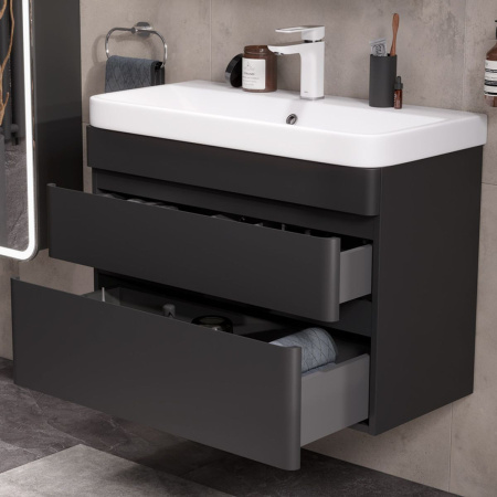 Тумба подвесная Eltoro 80.2Y tpELTR80.2Y-03 Пленка Soft touch 2 ящика с раковиной Nice 80 9595-80