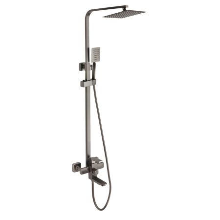 Душевая стойка Fmark FS8145Q со смесителем, лейкой и тропическим душем, графит