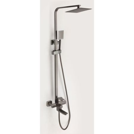 Душевая стойка Fmark FS8145Q со смесителем, лейкой и тропическим душем, графит