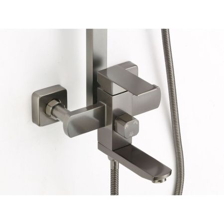 Душевая стойка Fmark FS8145Q со смесителем, лейкой и тропическим душем, графит