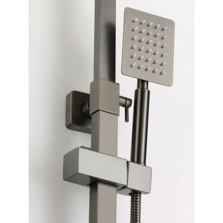 Душевая стойка Fmark FS8145Q со смесителем, лейкой и тропическим душем, графит