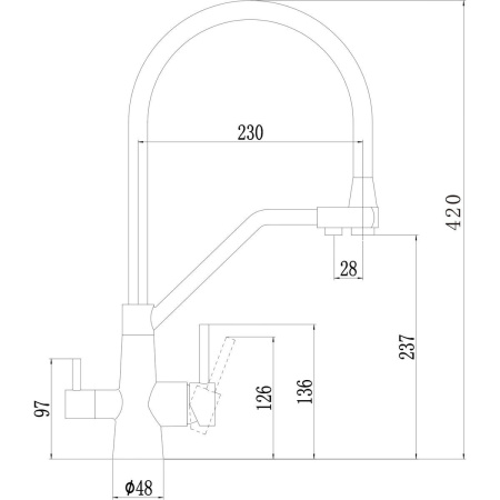 Смеситель для кухонной мойки Fmark FS0662-L01 под фильтр питьевой воды с гибким черным изливом