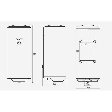 Водонагреватель электрический накопительный 50 л. Candy CR50V-B2SL(R) Slim, 1,5 кВт