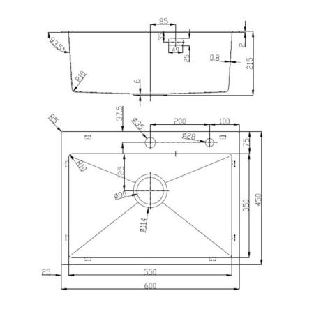 Мойка для кухни врезная D&K DKS604506 графит из нержавеющей стали, 60*45 см с сифоном, коландером, дозатором