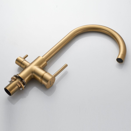 Смеситель для кухни Shevanik S128G с подключением фильтра питьевой воды, золото