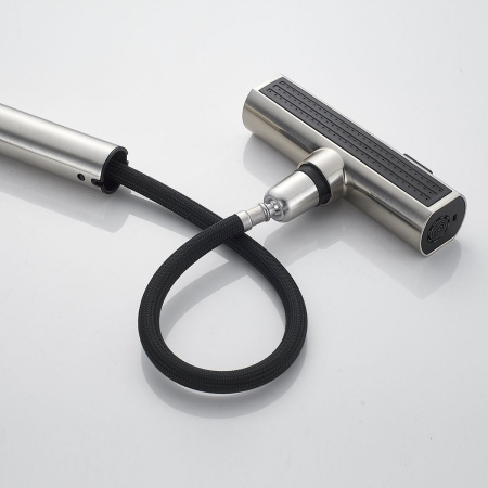 Смеситель для кухни Shevanik S263L  вытяжной излив, сатин