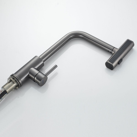 Смеситель для кухни Shevanik S263T  вытяжной излив, оружейная сталь