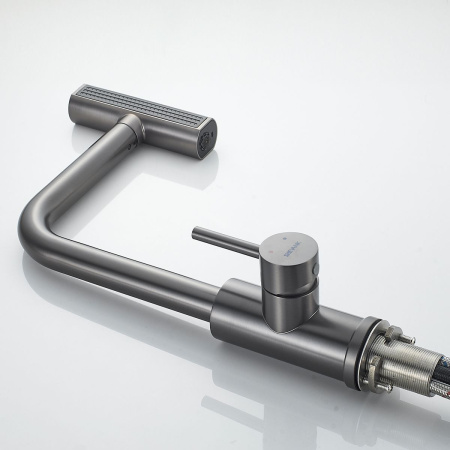 Смеситель для кухни Shevanik S263T  вытяжной излив, оружейная сталь