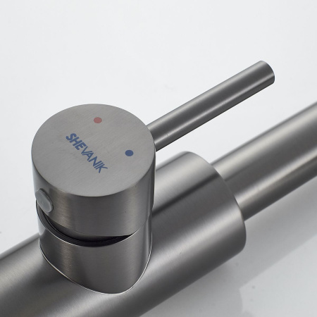 Смеситель для кухни Shevanik S263T  вытяжной излив, оружейная сталь