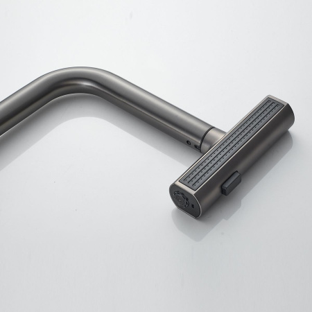 Смеситель для кухни Shevanik S263T  вытяжной излив, оружейная сталь