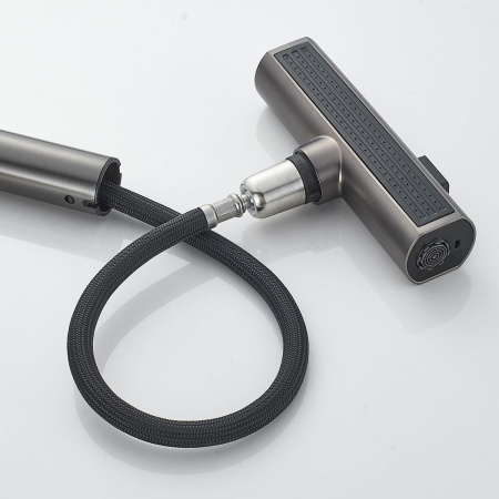 Смеситель для кухни Shevanik S263T  вытяжной излив, оружейная сталь