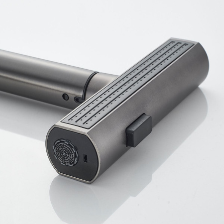 Смеситель для кухни Shevanik S263T  вытяжной излив, оружейная сталь