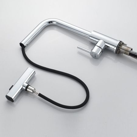 Смеситель для кухни Shevanik S263 вытяжной излив, хром