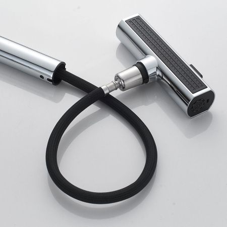 Смеситель для кухни Shevanik S263 вытяжной излив, хром