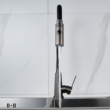 Смеситель для кухни Shevanik S943T-3 оружейная сталь