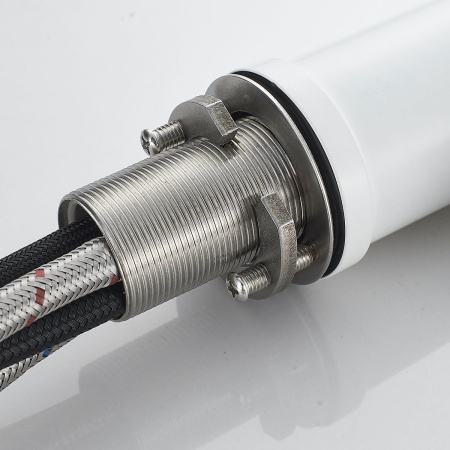 Смеситель для кухни Shevanik S263C вытяжной излив, белый