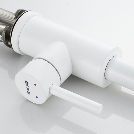 Смеситель для кухни Shevanik S263C вытяжной излив, белый