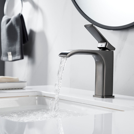 Смеситель для раковины Shevanik S4001T оружейная сталь