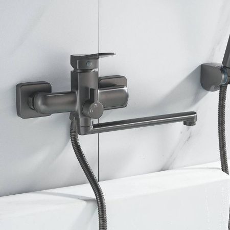 Смеситель для ванны Shevanik S9902T оружейная сталь