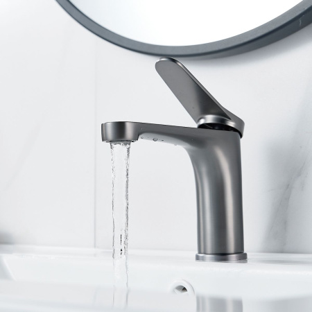 Смеситель для раковины SHEVANIK S6201T оружейная сталь