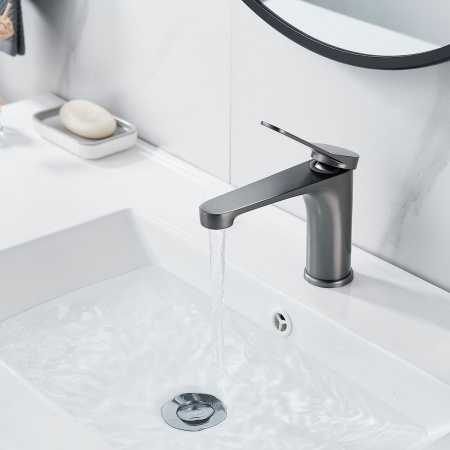 Смеситель для раковины SHEVANIK S6201T оружейная сталь