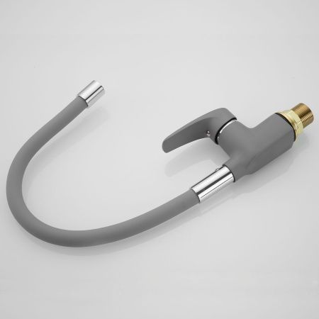 Смеситель для кухни Shevanik S443-9 с гибким изливом, серый