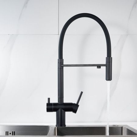 Смеситель для кухни Shevanik S178H с подключением фильтра питьевой воды, черный