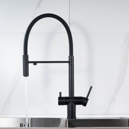 Смеситель для кухни Shevanik S178H с подключением фильтра питьевой воды, черный