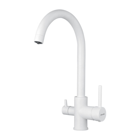 Смеситель для кухни Shevanik S128C с подключением фильтра питьевой воды, белый