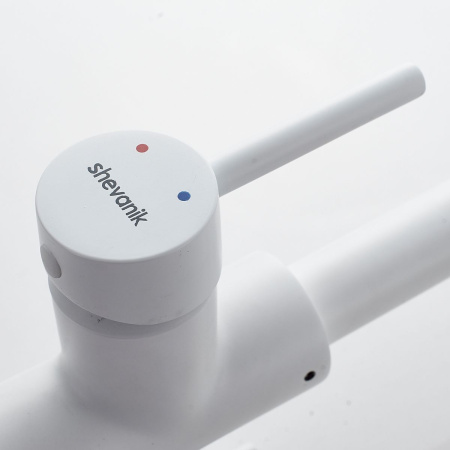 Смеситель для кухни Shevanik S128C с подключением фильтра питьевой воды, белый