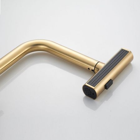 Смеситель для кухни Shevanik S263G вытяжной излив, золото