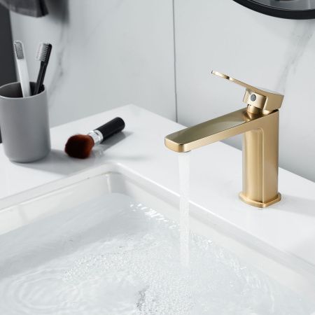 Смеситель для раковины Shevanik S9901G золото матовое