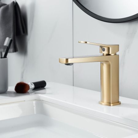 Смеситель для раковины Shevanik S9901G золото матовое